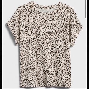 NWOT Banana Republic Leopard Roll Sleeve T-shirt